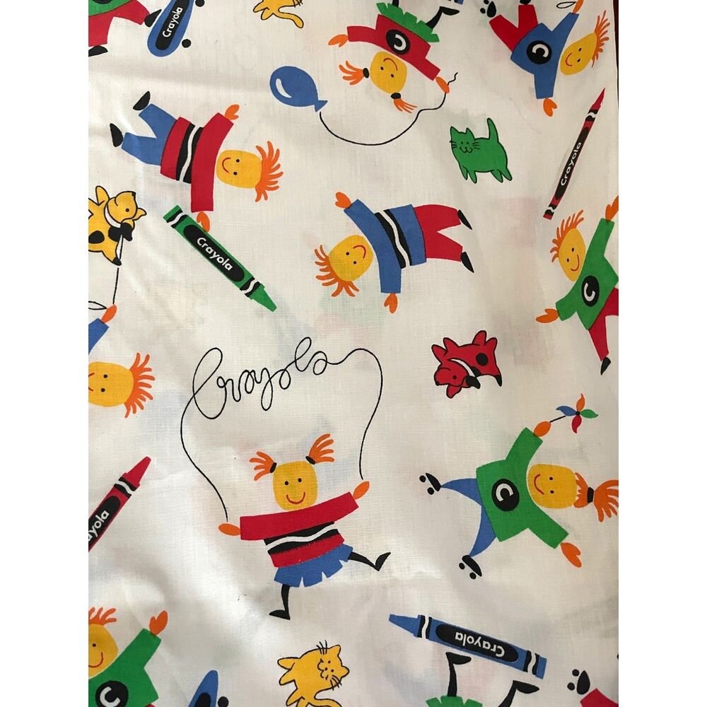 Vintage Wamsutta Binney and Smith Kids Cotton fabric, Crayola, 3yds X 44 New Y2K
